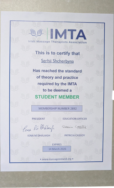 Irish Massage Therapists Association — Mitglied
